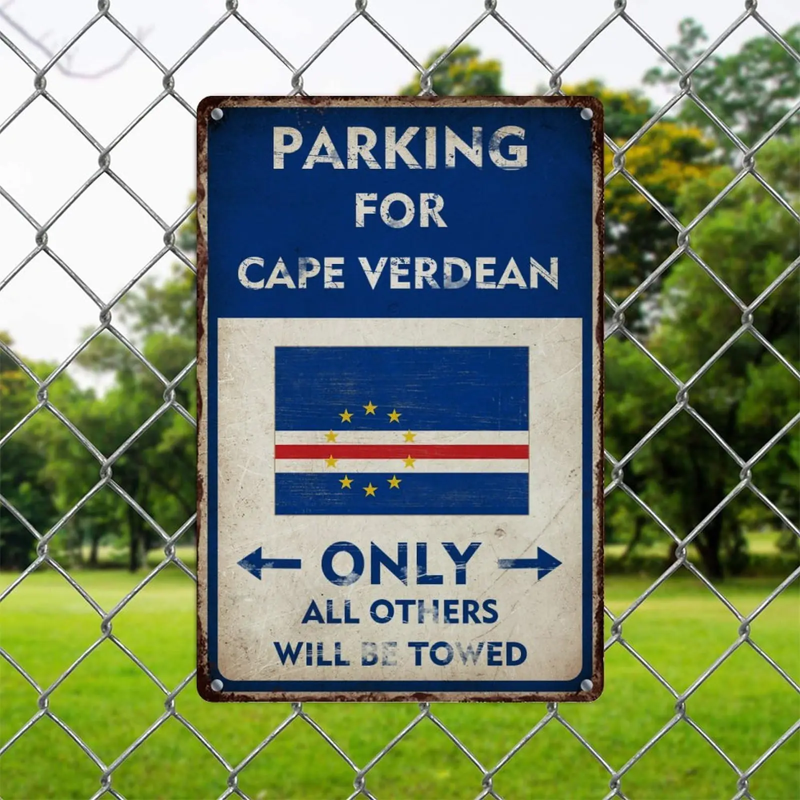 Street Warning Metal Signs 8x12 Parking for Cape Verdean Only All Others Will Be Towed Aluminum Metal Tin Sign for Indoor Outdoo