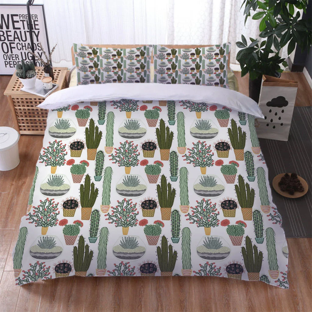 

Bedding Set 3D Plant Cactus Printing Bedclothes Duvet Cover With Pillowcases Comforter Cover King Queen Twin Home Textiles