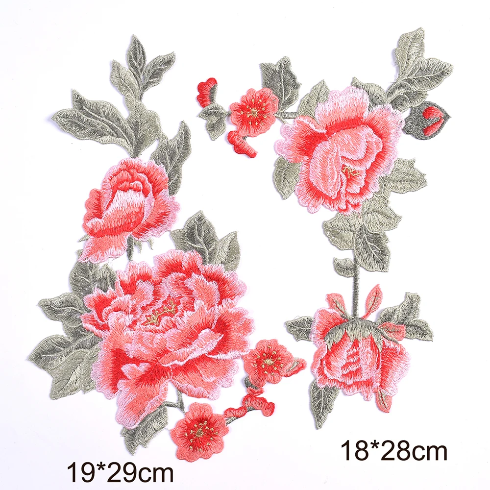 Rosa Blumen-Applikationen, Stickerei-Aufnäher, Stoff für Abendkleider, Vorhang-Accessoires, zum Aufnähen, Spitzen-Aufnäher, DIY-Reparatur – Detail 1