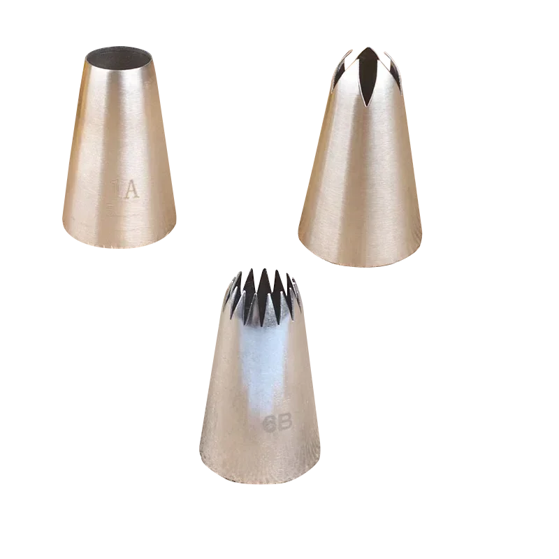 1-3pcs Icing Piping Pastry Nozzle Tips 1A# 2E# 6B# Stainless Steel Cake Nozzles Cream Cupcake Decorating Set