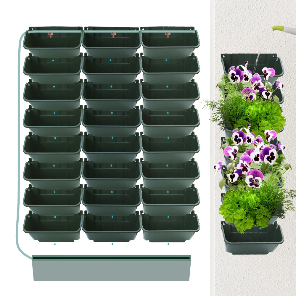 1/3PCS 33x18.5x14cm Plastic Plants Wall Hanging Flower Pots for Outdoors Garden Landscape Wall Decorate Vertical Planting Box