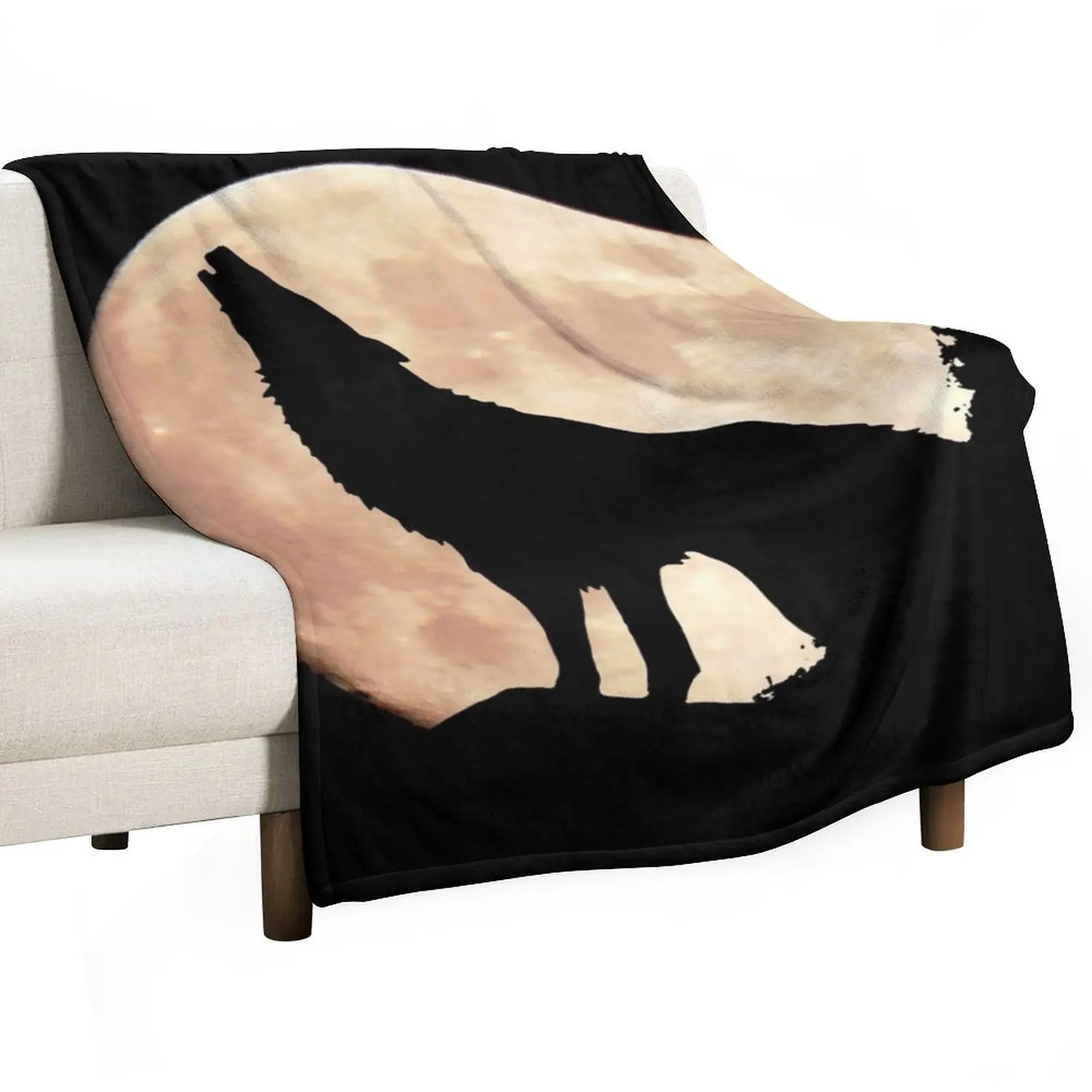 

Wolf on moon real Throw Blanket Winter beds Giant Sofa Blankets