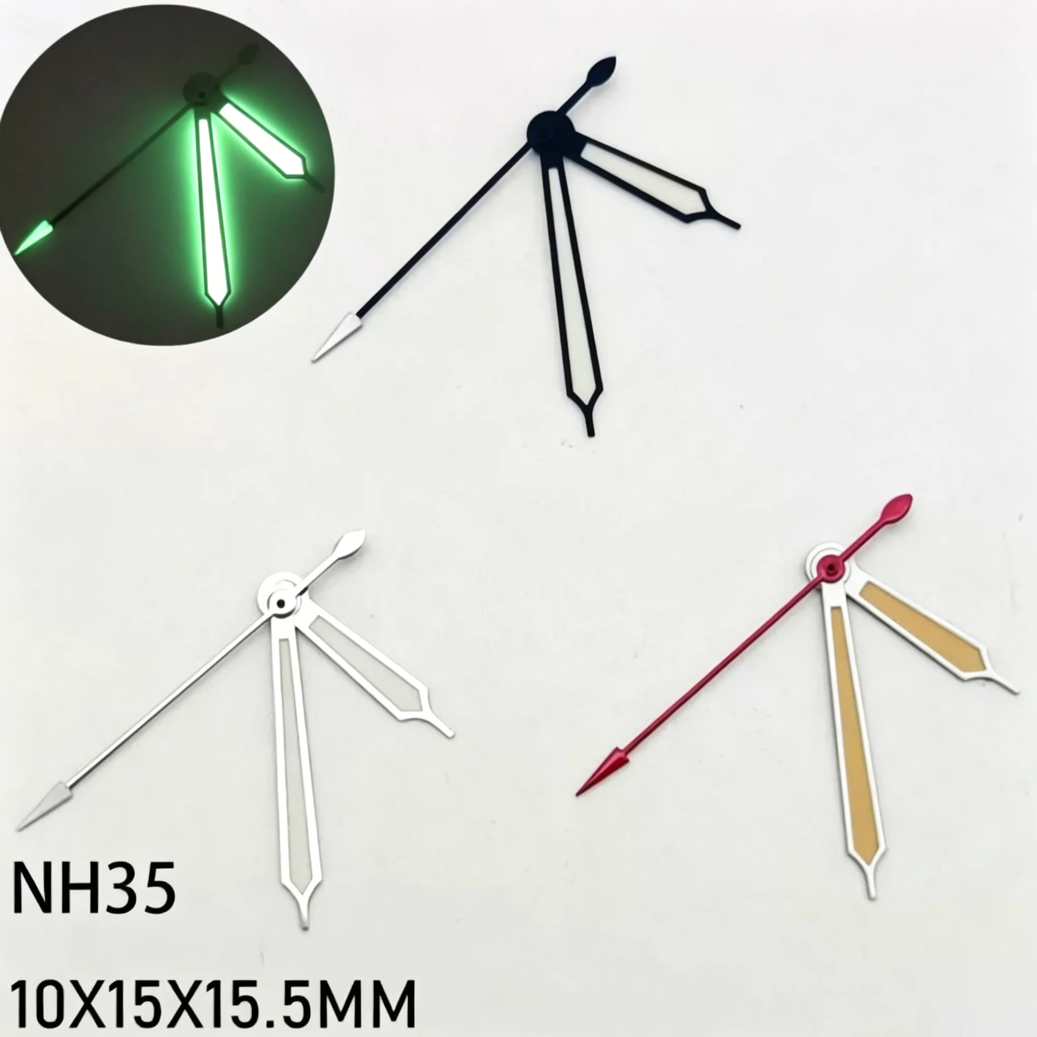 Green Luminous Watch Hands, Fit NH35/36/38/70/4R/7S, 3 Colors, High-Quality Mod Parts for DIY Watch Repair