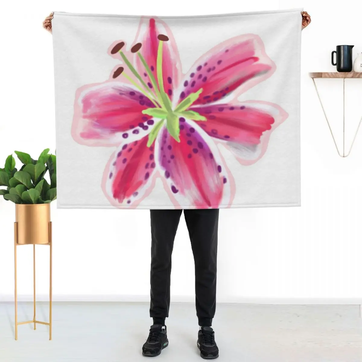 

Stargazer Lily Throw Blanket Anti Shedding Soft Fuzzy Blanket for Home