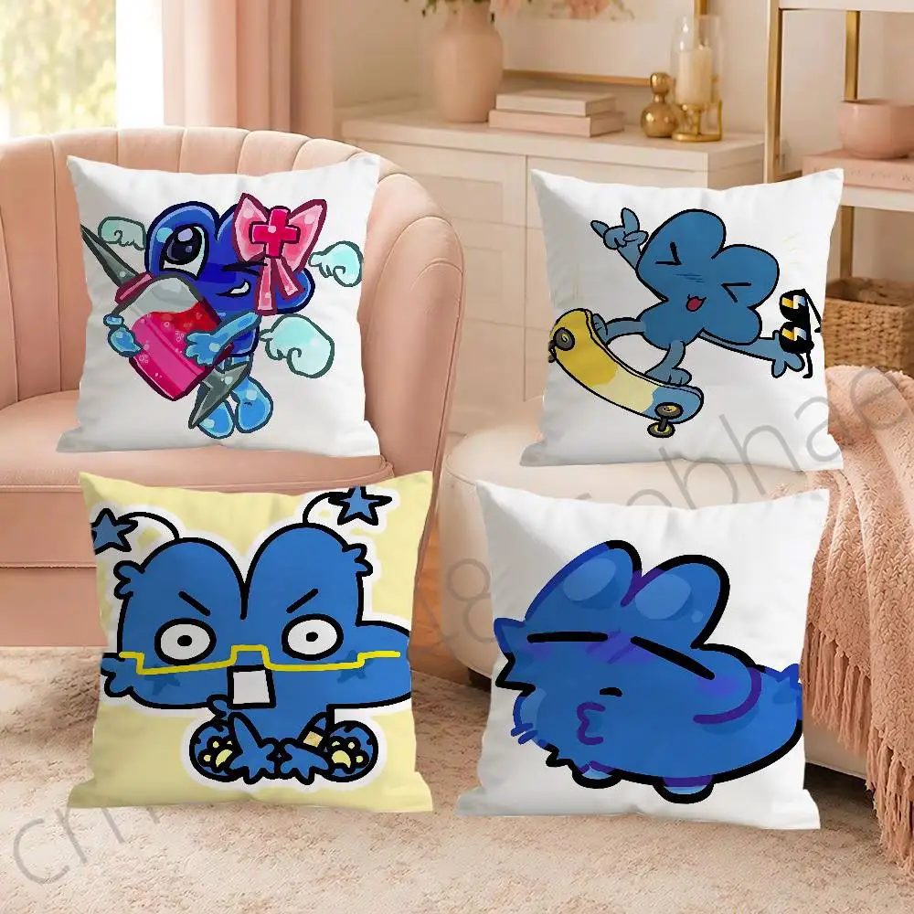 FOR BFDI Four Throw Pillow Cover 2D Double-Sided Print Soft Cushion Case for Home Sofa Bedroom Car