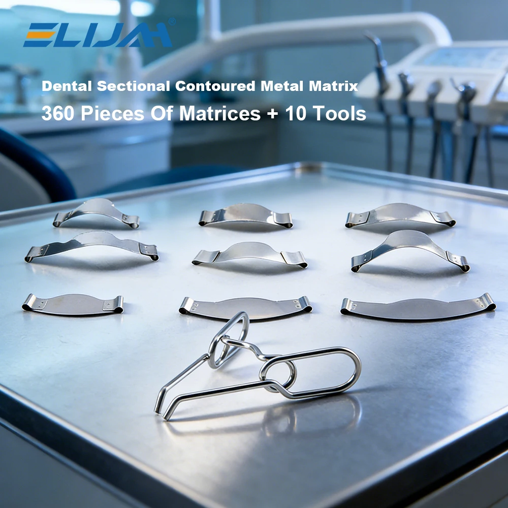 

ELIJAH 10Boxes/Set 1.398/1.330 Dental Matrix Sectional Contoured Metal Matrices Dental Matrix with Spring Clip Ring Clamp Wedges