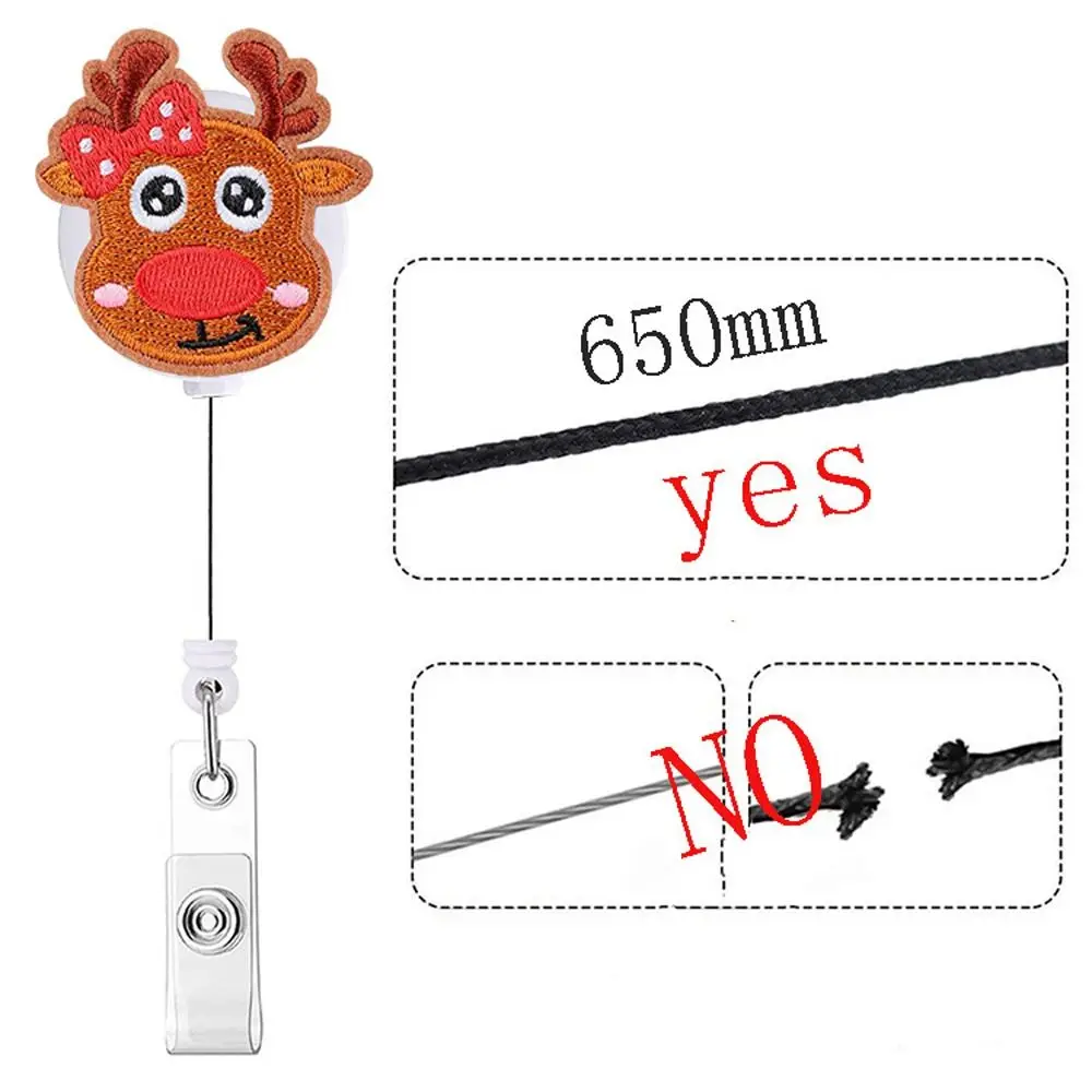 ต้นคริสต์มาส Elk Cookie Bell Santa Claus ชื่อผู้ถือบัตรคริสต์มาสผู้ถือป้าย ID Card Badge คลิป Retractable Badge Reel