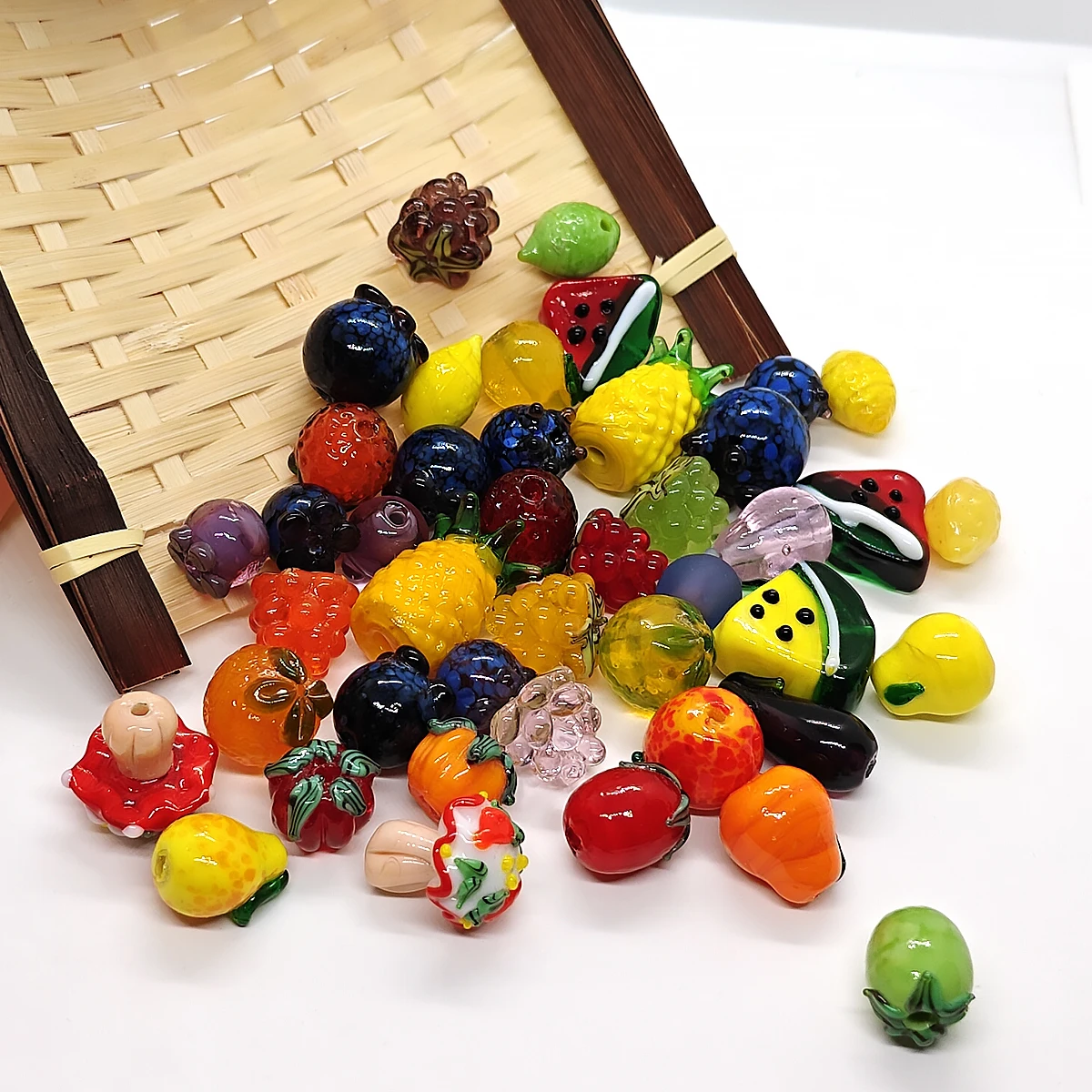 4pcs/8pcs 15mm Many Kinds Fruit Lampwork Glass Beads For DIY Bracelet Keychain Necklace Gifts Accessories Orange Blueberry Pear
