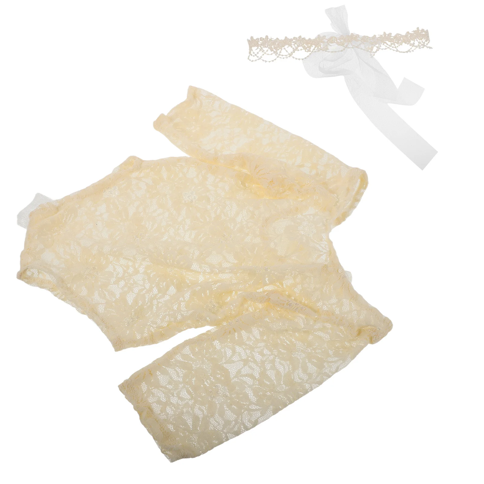 

1Set Newborn Lace Romper Bowknot Headbands Photography Baby Girl Infant Photoshoot Outfit Baby Girls Photograph Props Dress