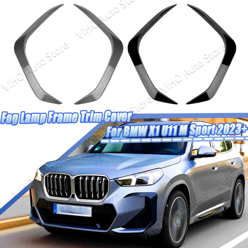 For BMW X1 U11 M Sport 2023 2024 Gloss Black ABS Car Front Bumper Lip Splitter Side Air Vent Intake Fog Lamp Frame Spoiler