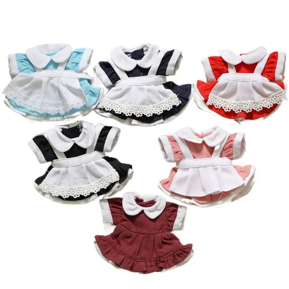 Roupas de boneca para meninas, vestido de empregada, brinquedo bonito, saia vestida, Kpop Plush Dolls, acessórios, presentes, 12cm