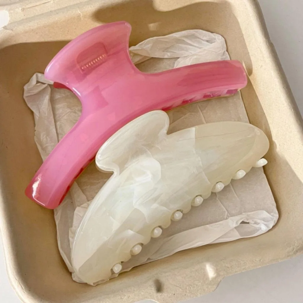 2 uds elegante rayas de mármol arco grande pinza para el pelo horquilla mujeres niñas dulce Color gelatina pasadores accesorios para el cabello