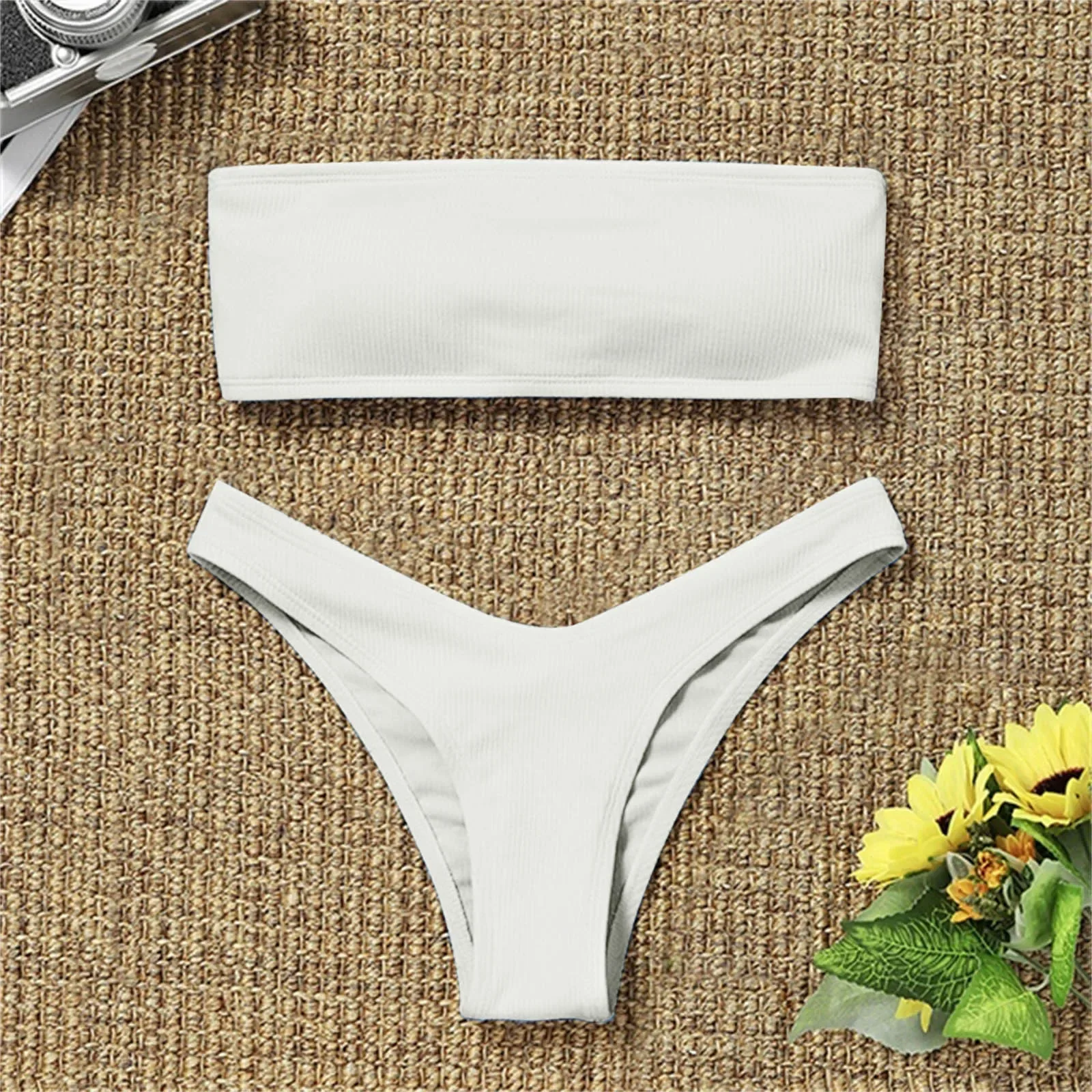 Women's Sexy Tube Top Bow Split Bikini Swimsuit Swim trunks Swimming Suit For  Women's Beach Outlet 2024 Beachwear Swimwear