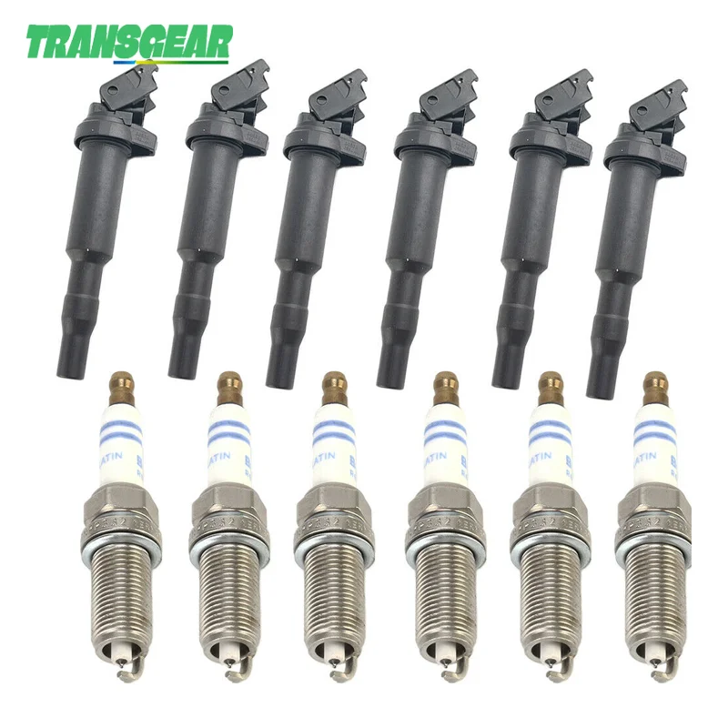 

12138647689 12138616153 Set of 6 Ignition Coils + 6 Spark Plugs Kit Premium Quality Suit For BMW 128i 335is 528i 0221504470