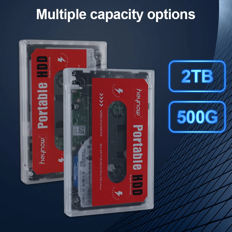 HEYNOW External 2TB HDD Game Hard Drive Disk For PC Laptop Windows Mac OS 72000+ Game Console For PS2 PS1 WII N64 WIIU SS NDS MD