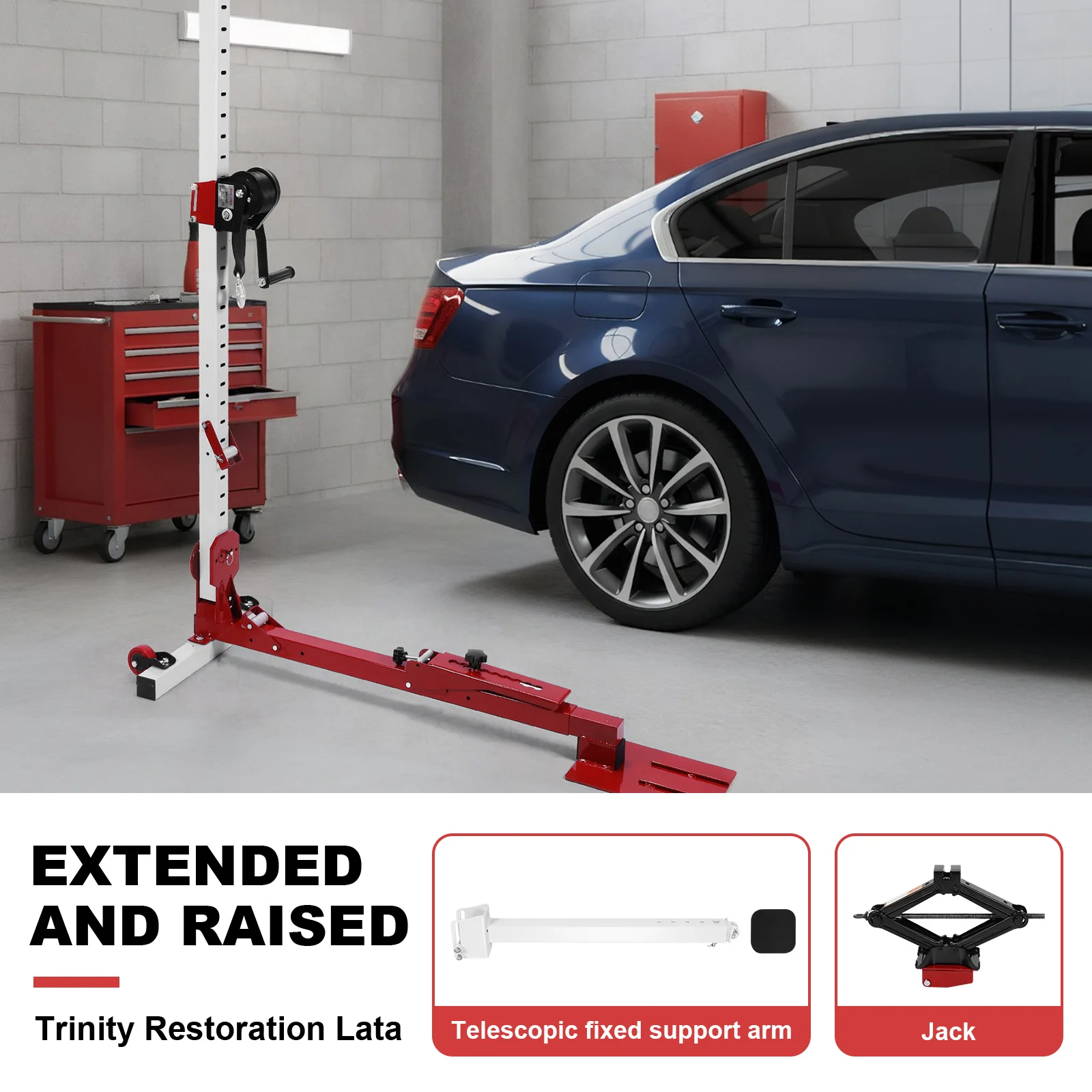 Car Dent Puller Tower 3 in 1 with Nylon Casters Automobile Dent Remover 1322lbs Pulling Force for Repair on Fenders Sills Doors