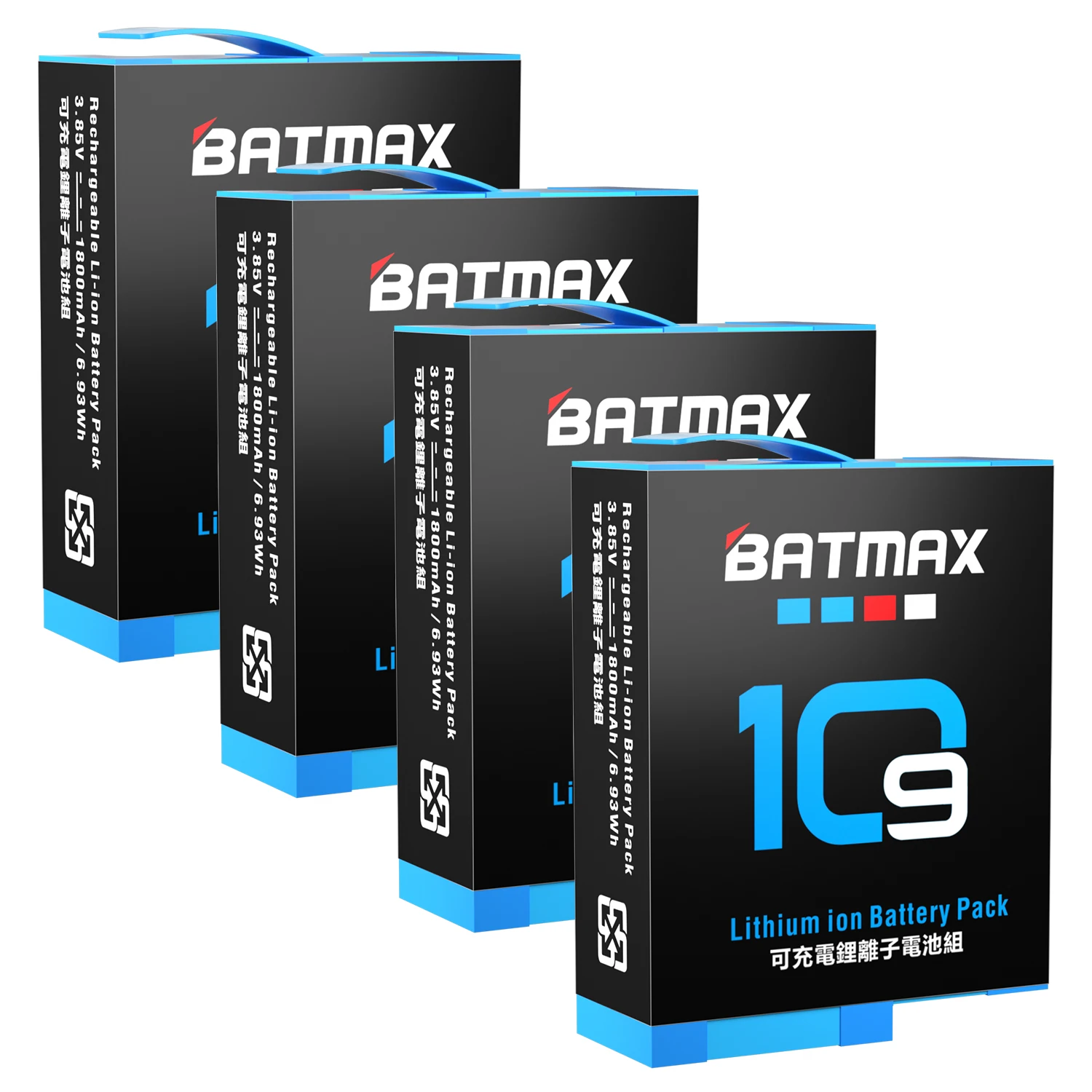 Hero 9 10 11 12 Batmax Akku für Go Pro Hero 10 Hero 11 Schwarze Kameras + Aufbewahrungs-Schnellladegerät für GoPro Action-Sportkamera