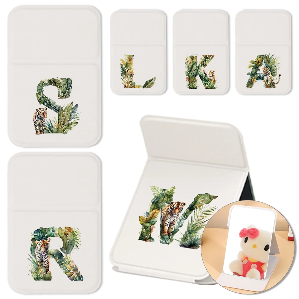 Pocket Pu Compacte Cosmetische Spiegel Creatieve Desktop Make-Up Spiegel Gepersonaliseerde Opvouwbare Make-Up Spiegel Jungle Tijger Letter Patroon