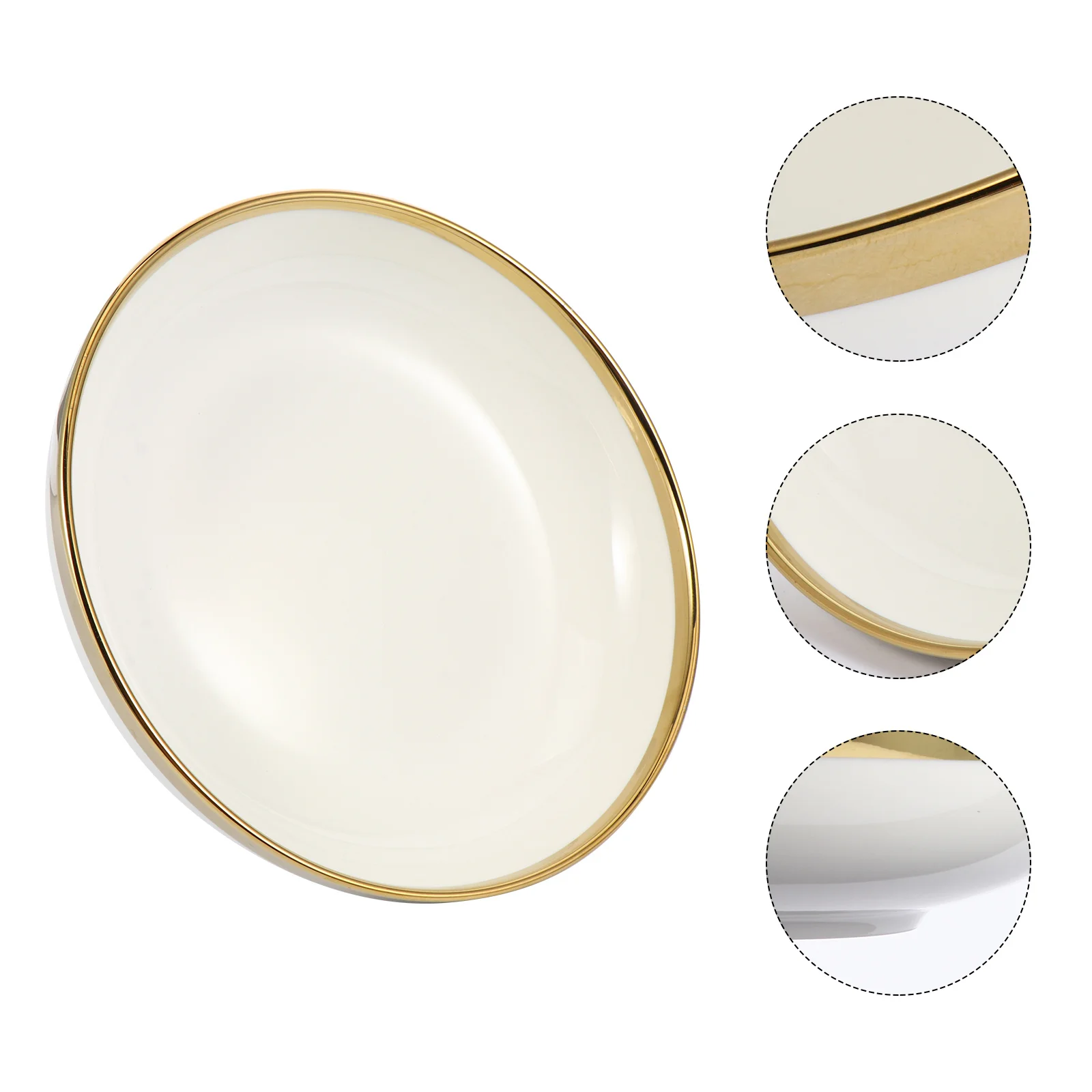 

1 шт., керамическая тарелка для еды, легкий изысканный поднос для кондитерских изделий, бытовая тарелка для хранения, золотая оправа, винтажная сервировочная тарелка для десерта