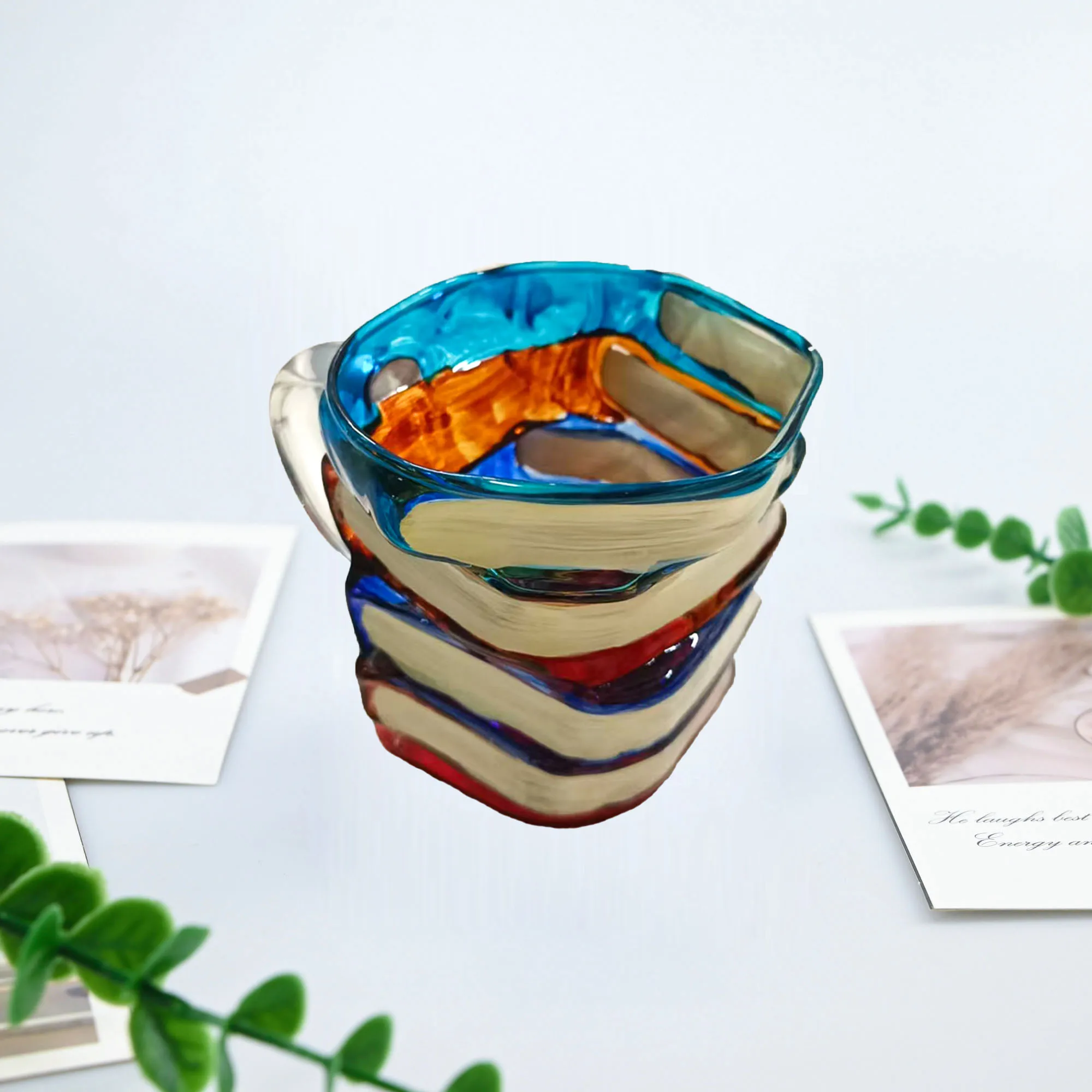 1 Stück bemalte Buchbecher Neuheit 3D bemalte Bücher bemalte Buchbecher, bemalte Buchbecher, Becher, Kaffeetasse