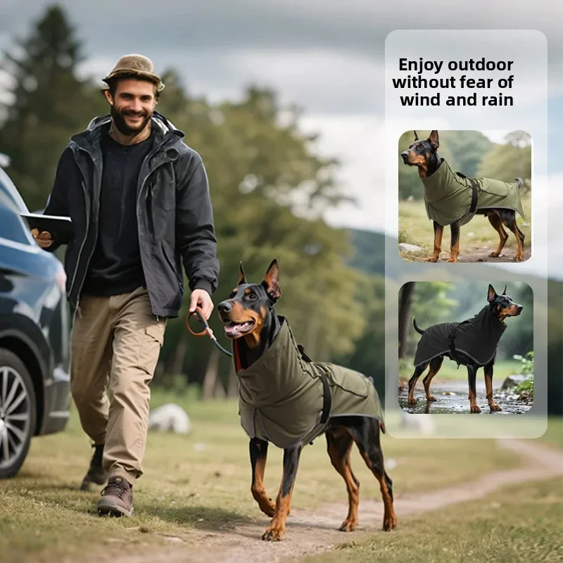 

New Dogs Clothes Pet Waterproof Raincoat Outdoor Sunny And Rainy Two Use Pet Clothing Medium And Large Dogs Raincoat