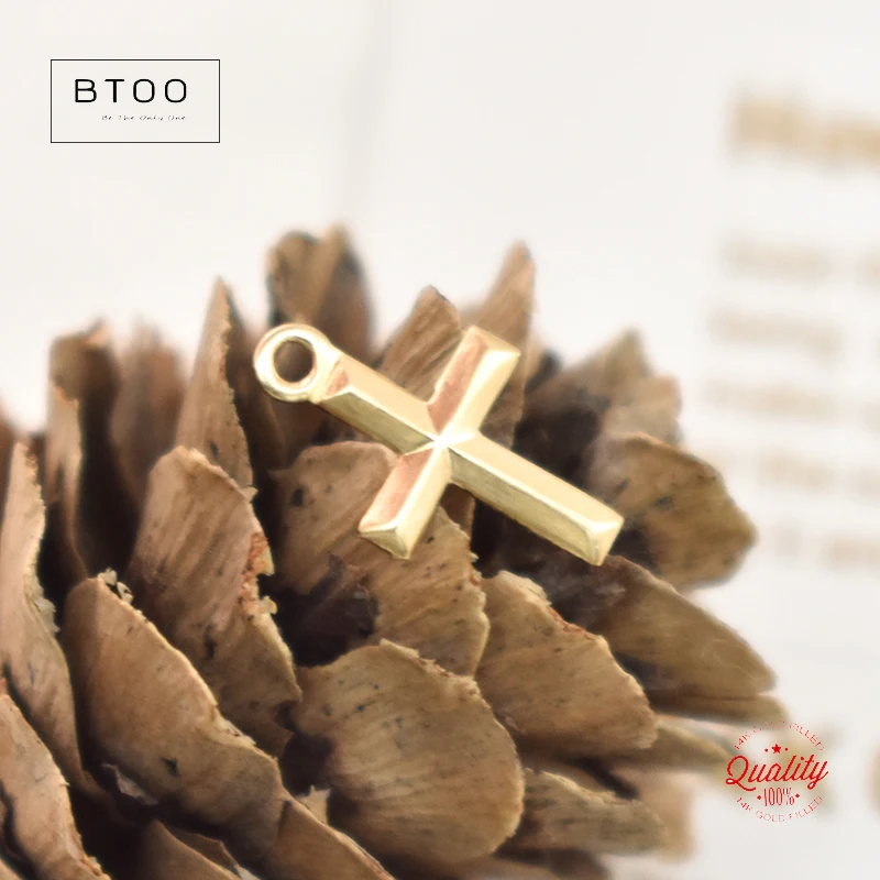 1/20 14K Yellow Gold Filled(14KGF) Cross Charm Cross Pendant DIY Jewelry Accessories Handmade Pendants Making Jewelry Findings
