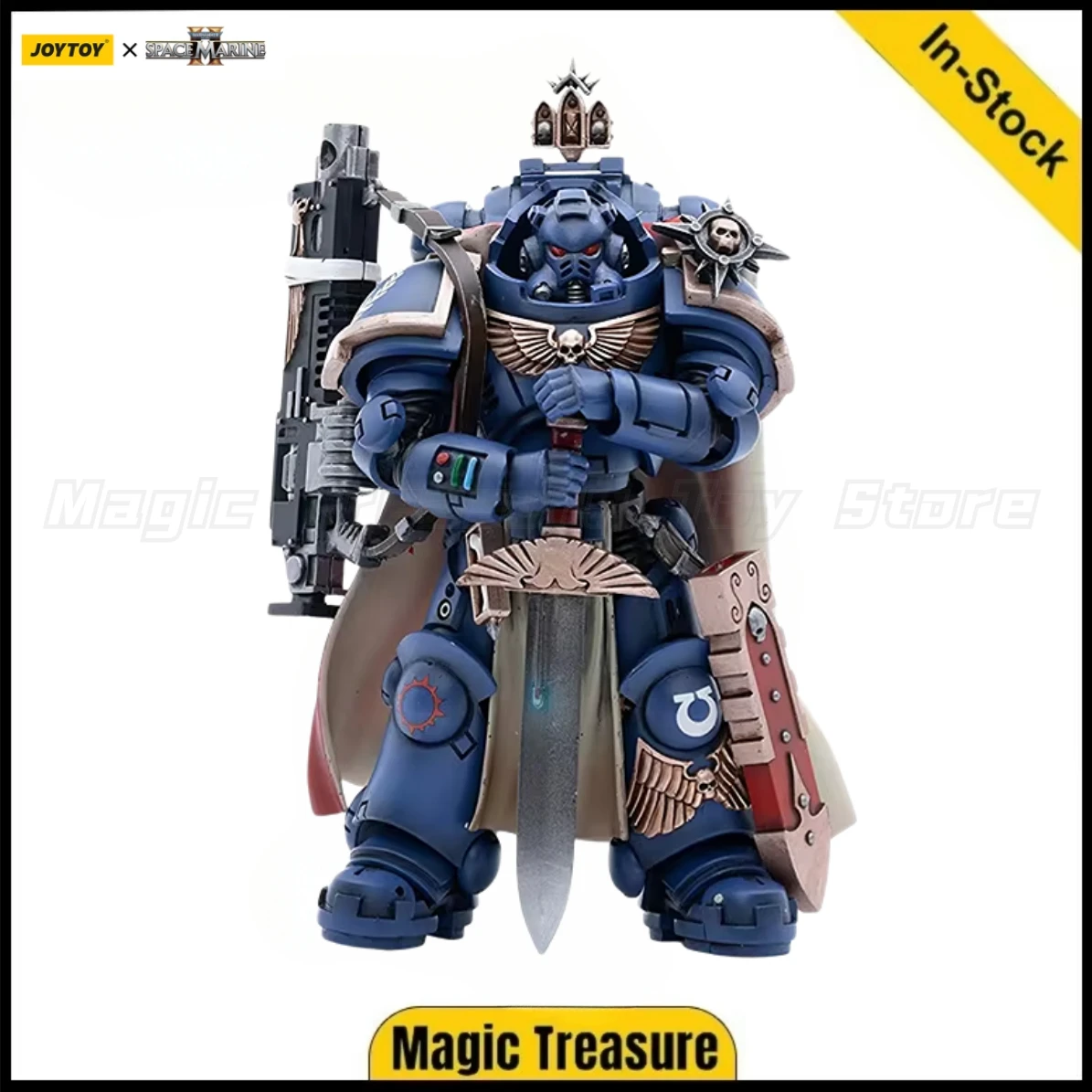 

【В наличии】JOYTOY Warhammer 40K 1/18 Фигурка Ультрамарины Капитан с мастер-работанным тяжелым болтом, модель винтовки, игрушки, подарки