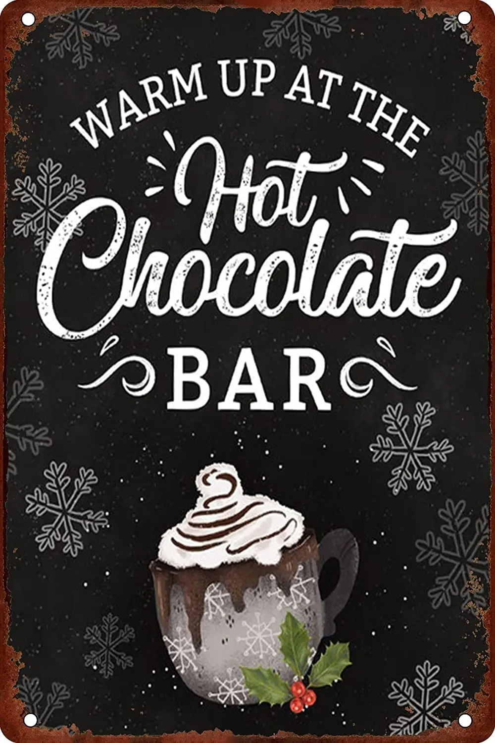 Hot Chocolate Bar Metal Sign Vintage at The Hot Chocolate Bar Warm Up Christmas Snowflake Wall Decor Bar Club Cafe Home Kitchen