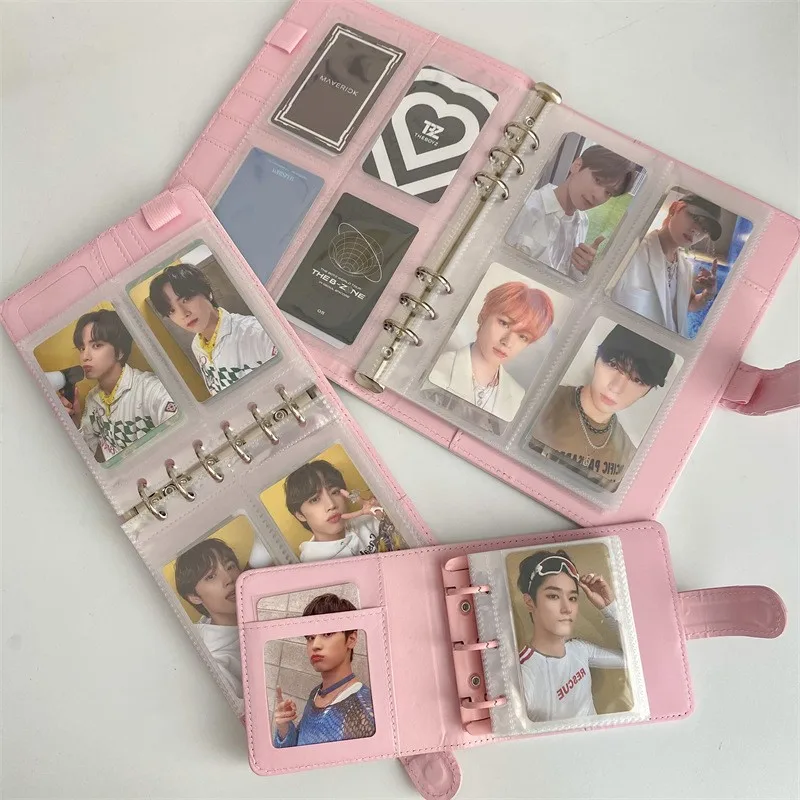 MINKYS Ins Heißer Weiß Rosa Kawaii A5 A7 A8 Kpop Photocard Binder Foto Karten Sammeln Buch Album PU Leder Notebook schreibwaren – Detail 7