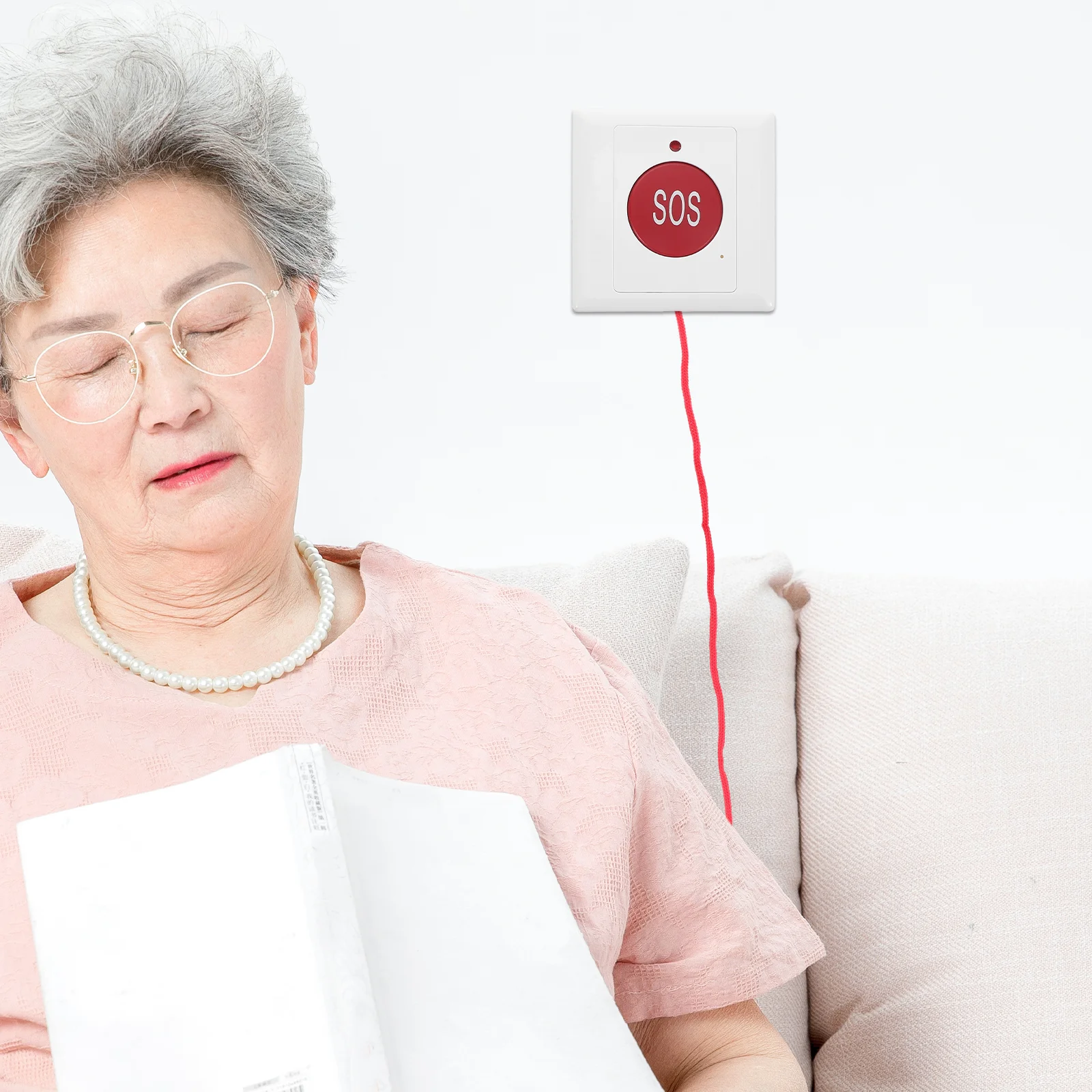 Emergency Button With Cord: Large-Button Alert For Elderly Home Outdoor Travel Use Wall Mount Call System Shower Alarm Bed Bell