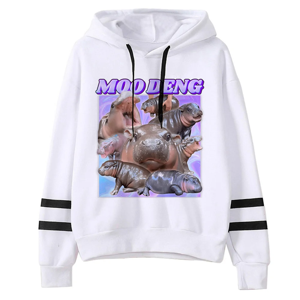 Moo Deng moletom com capuz quadrinhos casual wear anime suéter na moda athleisure feminino hoddie pulôver inverno padrão gráfico quadrinhos