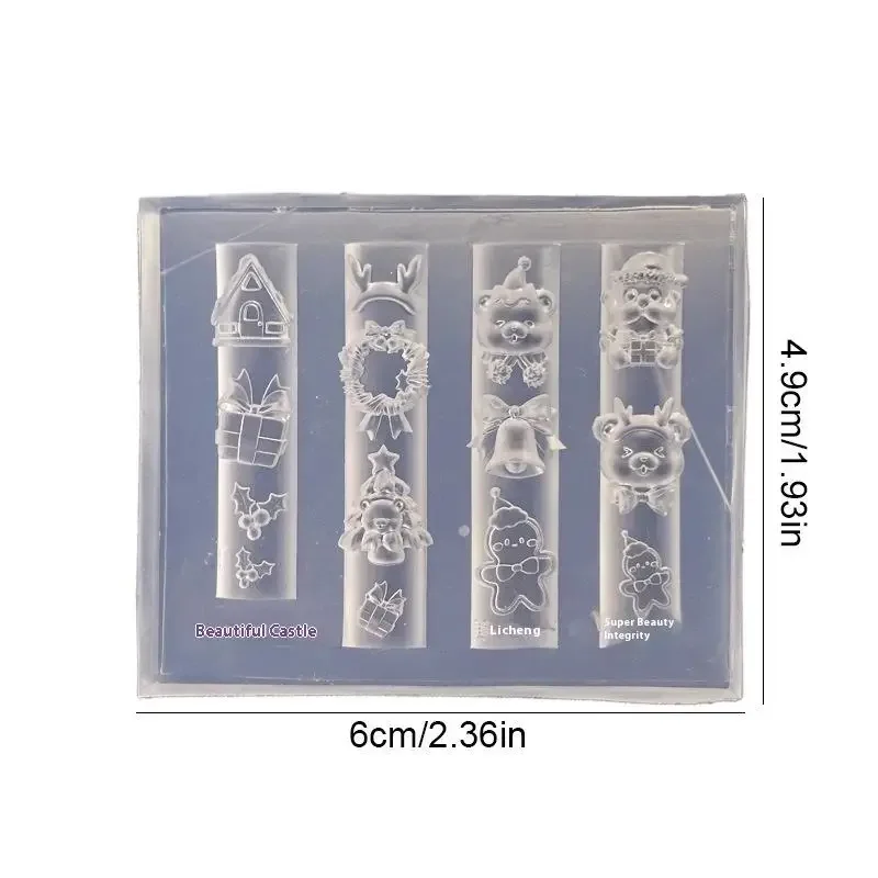 1 Uds muñeco de nieve de Navidad árbol de Navidad molde de uñas 3d Santa Claus decoraciones de uñas Diy diseño molde de manicura de silicona encanto de arte de uñas