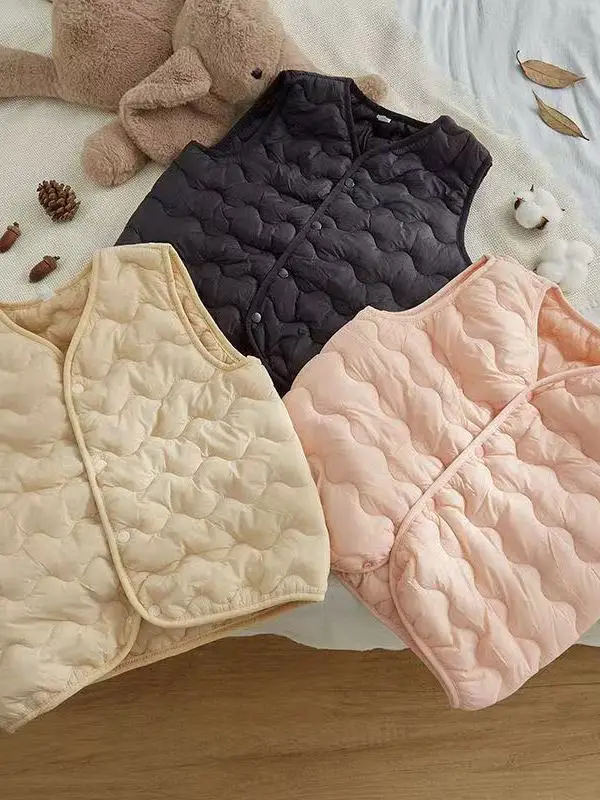 

Children's Cotton Vest Winter Outerwear Windproof Warm Top Girls 2025 Faionable Svel oulder Pad Vest