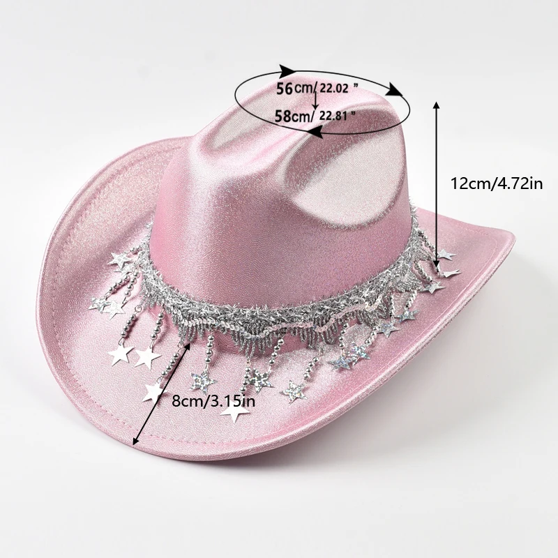 Frauen Pailletten Fedora Hut mit Strass Bändern Mode Festival Party Hochzeit Kleid Hüte Cowgirl Jazz Cap – Detail 2