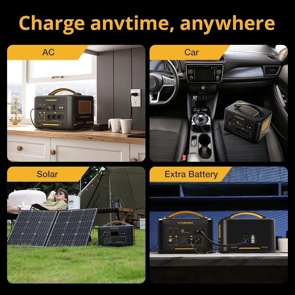 VTOMAN JUMP 1500X Portable Power Station, 828Wh LiFePO4 Solar Generator, 1500W AC Output,3 Input Modes,3100 Cycles