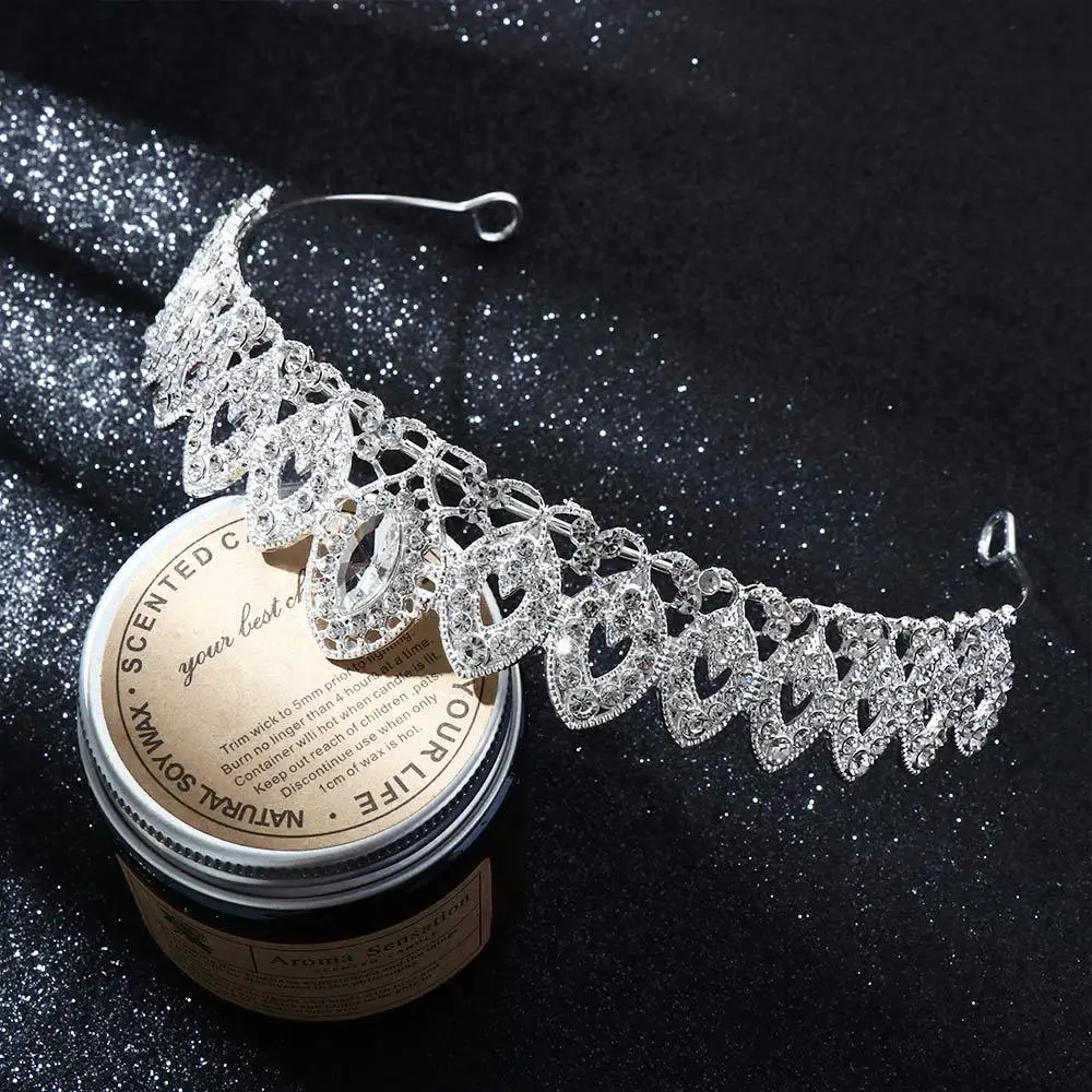 

Women Prom Crystal Headband Hair Accessories Silver Color Ornaments Hair Crown Headwear Bridal Tiara