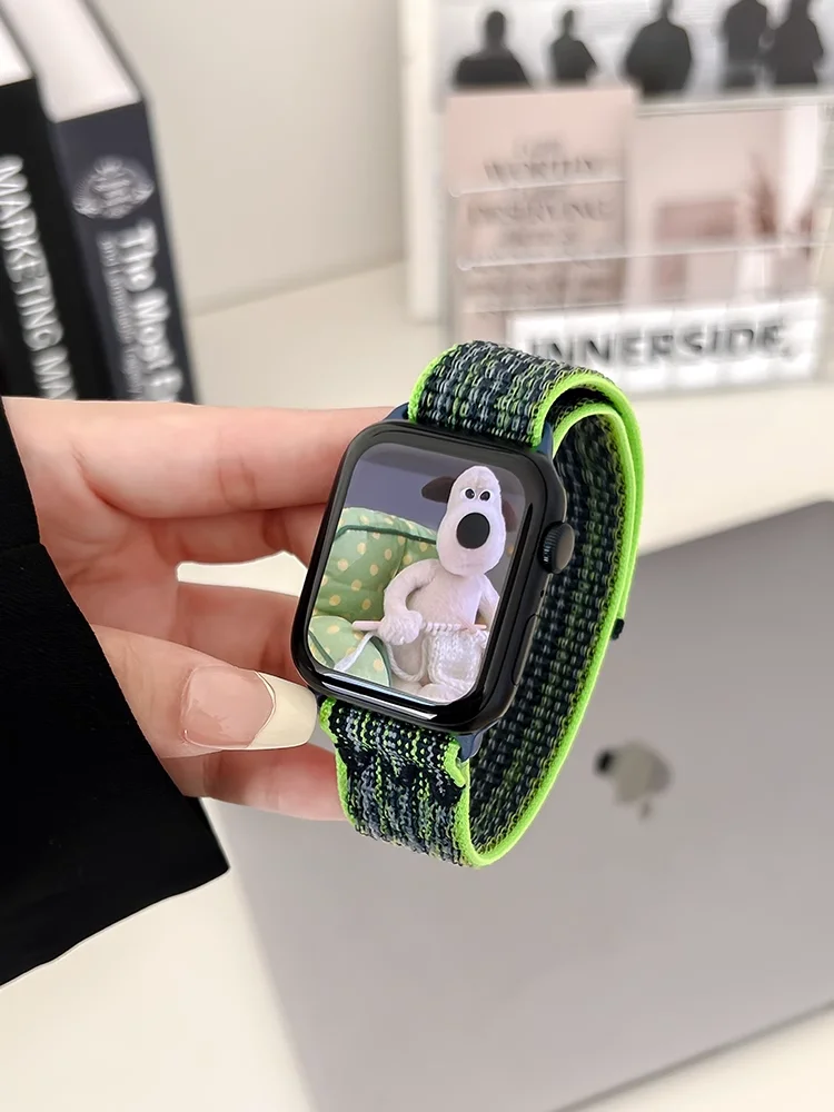 Nylon Strap For Apple Watch Band 44mm 40mm 49mm 45mm 41mm 42mm 38mm Sports Loop Bracelet iwatch Series 10 SE 9 8 7 6 5 4 ultra 2