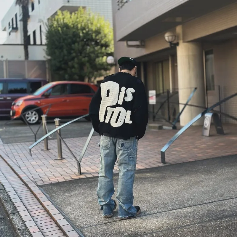 Winter Wool Saint Round Neck Needle Embroidery Letters Ripped Style Street Fashion Men Women 1:1 Harajuku Sweater