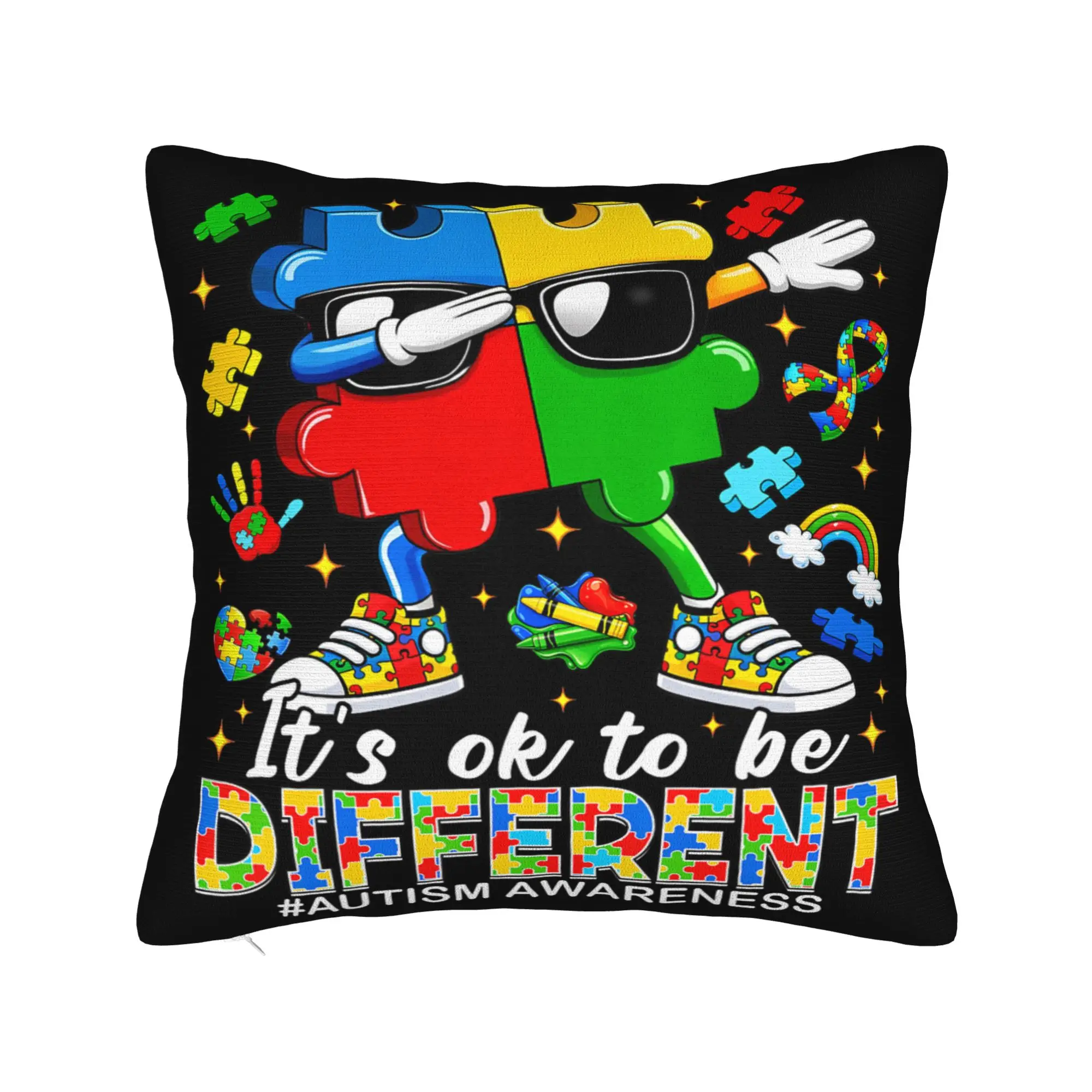 Decorative Pillow Covers Dabbing Puzzle Autism Awareness Merchandise Home  Pillow Case Cover Square Multiple Sizes