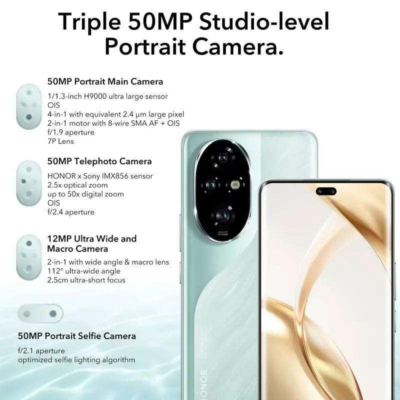 HONOR 200 Pro, 12 GB + 512 GB, 6,7”, Dual SIM, 50 MP drievoudige camera, snel opladen, 5G Android-smartphone