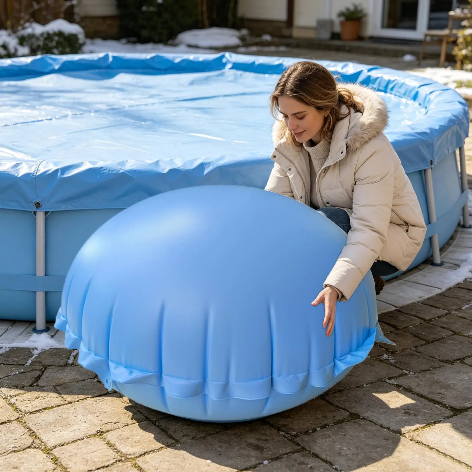 Pool Pillows For Ground Pools Inflatable Air Cushion With Elastic Bands Pool Cover Support Pillow For Garden Backyard Courtyard