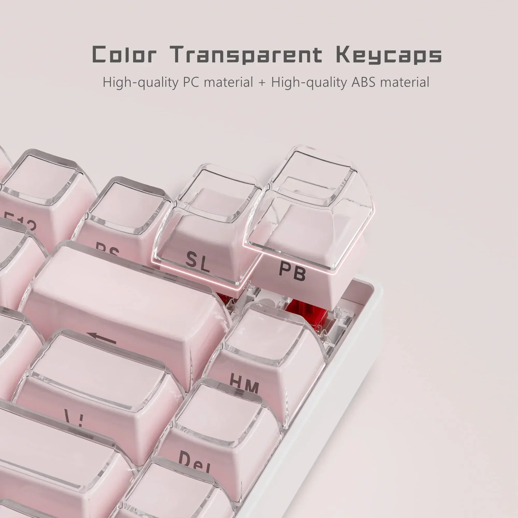 113 Key Jelly Round Side Keycaps Ice Crystal Translucent Pink  Profile Key cap for Cherry MX 61 68 104 Mechanical Keyboard