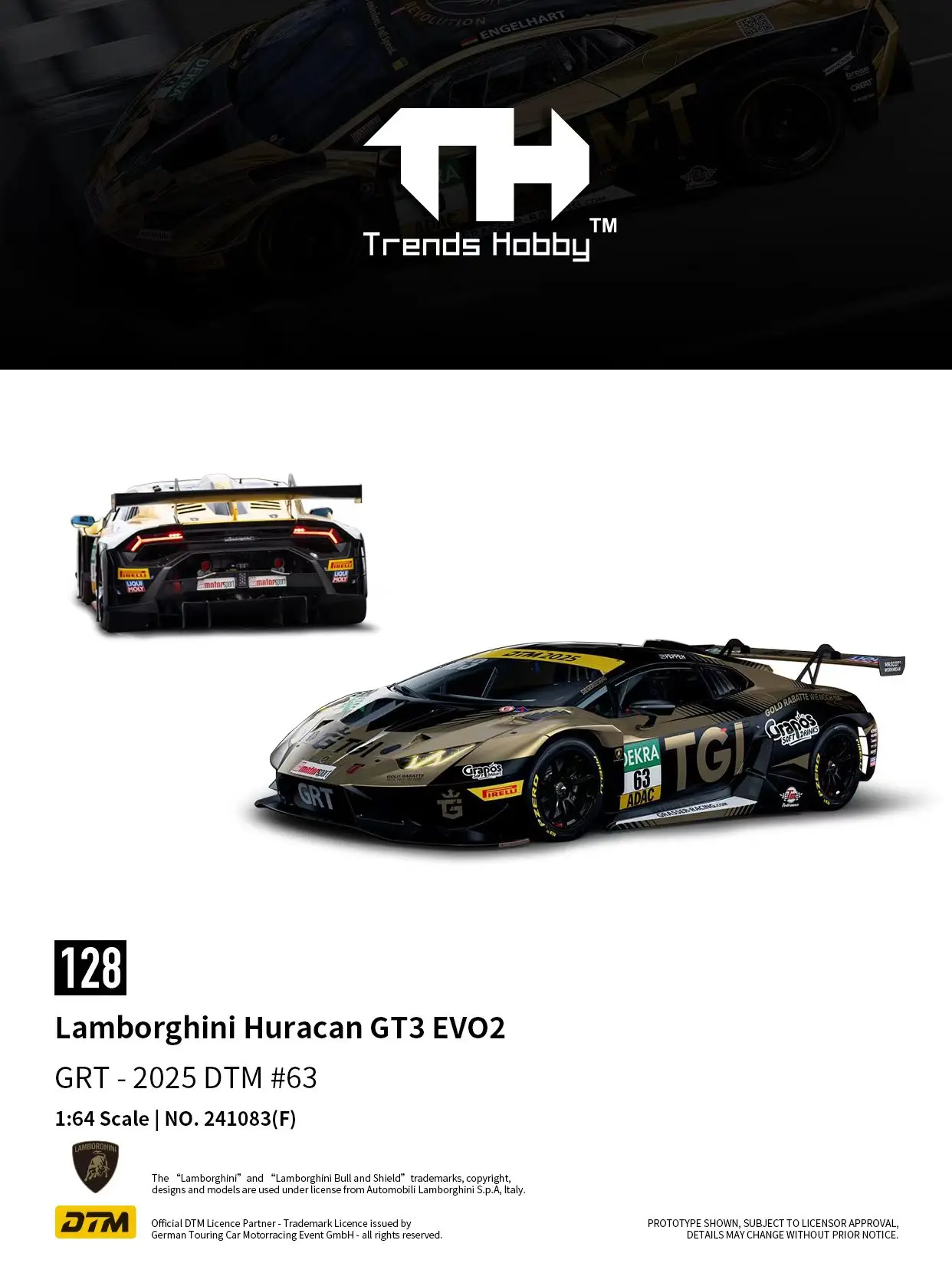 Trends Hobby 1/64 Porsche 911 GT3 R - LeMans 24H 2024 Lamborghini Huracan GT3 EVO2- DTM 2025 Legierung Druckguss-Automodell