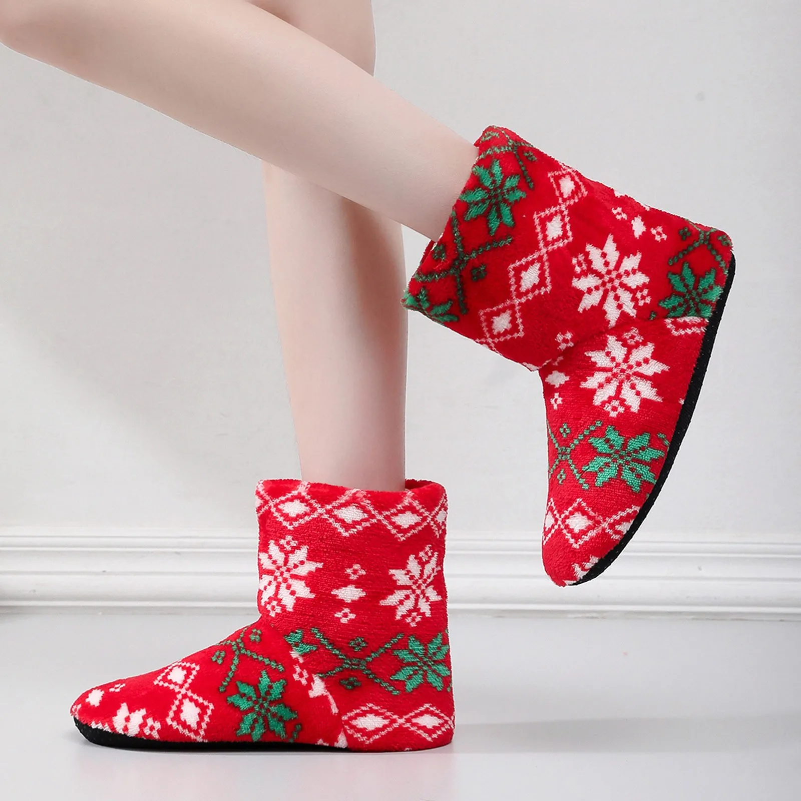 Womens Slippers Winter Floor Shoes Indoor Home Christmas Elk Fur Plush Anti Skid Non Slip soft deer Warm Female Boots