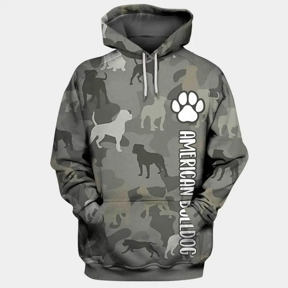 Cane Corso/Pug/American Bulldog 3D seluruh cetak hoodie wanita untuk pria pullover Jalan Tracksuit cinta hadiah anjing