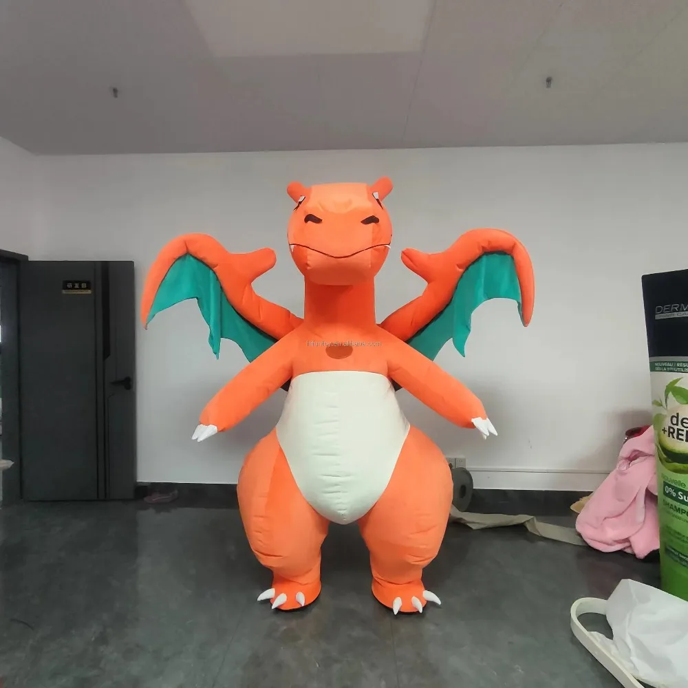 Inflatable Dinosaur Costume Adult - Maskot Dinosaurus Berjalan untuk Halloween Natal,
