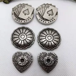 5 Pcs Poker Embossed Badge Rivet Back Cap Stud For Purse Wallet Leather Craft Coin Concho Buckle Belt Bag Jeans Accessories