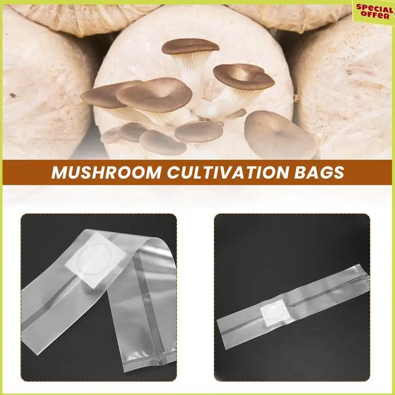 A34R 100Pcs Mushroom Growing Bag Spawn Bags Thick 6 Mil Bags 5.9Inchx13.8Inch 0.2 Micrometre Filter Breathable Autoclavable