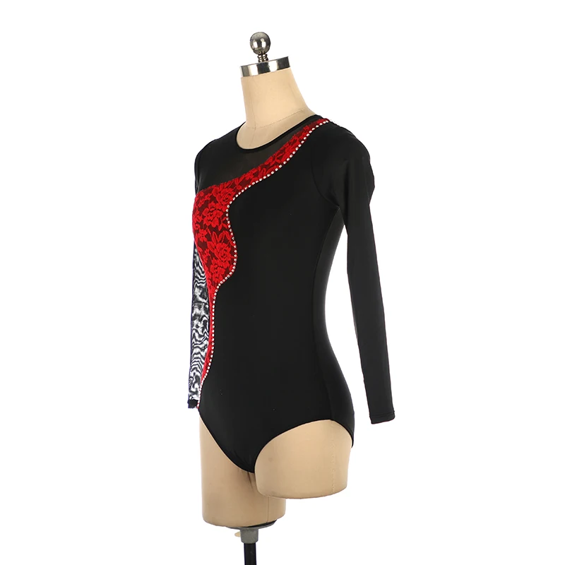 Rhythmic Gymnastics Figure Skating Competition Training Leotards Adult Girls Black Red