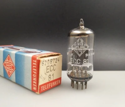 Brand New Vacuum Tube Ecc81/12at7/ecc801s/6201/cv455 Original Box Telefunken Germany Oblique Round